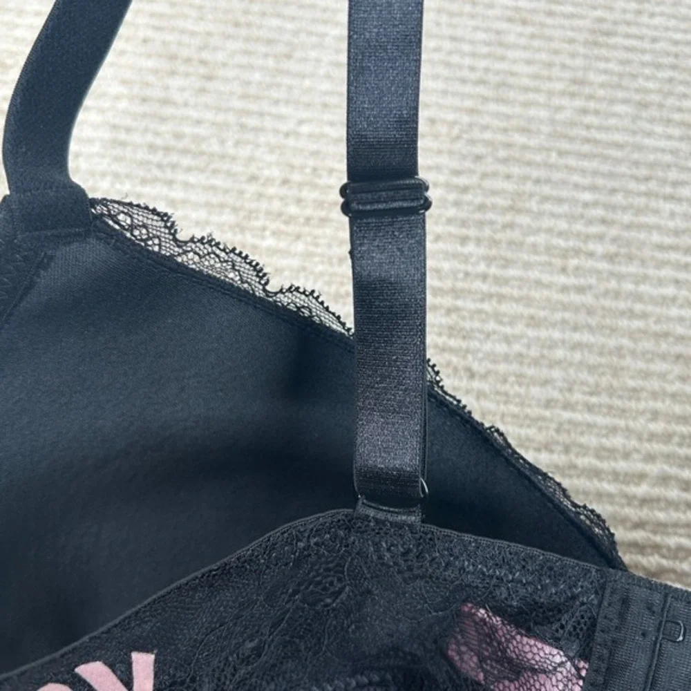 Juicy Couture Lace Bra Womens 42D Black Coquette Y2K‎ Aesthetic Style 7592-16 - Picture 6 of 8